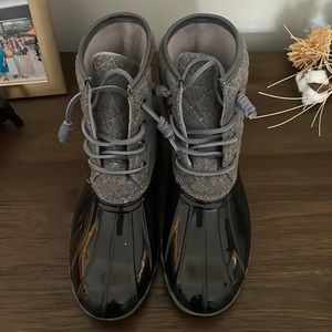 Grey & Black Duck Boots